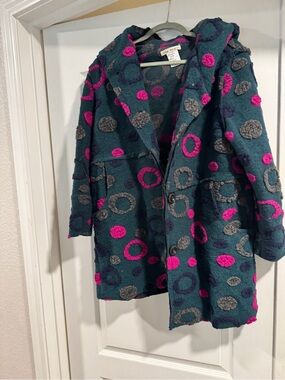 Indigo thread Co Art to Wear Wool Blend Coat Made in Italy Size Medium